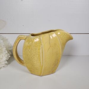 Vintage McCoy Yellow Tulip Pitcher | 1940s Crazed Yellow Vase| Rustic Cottage